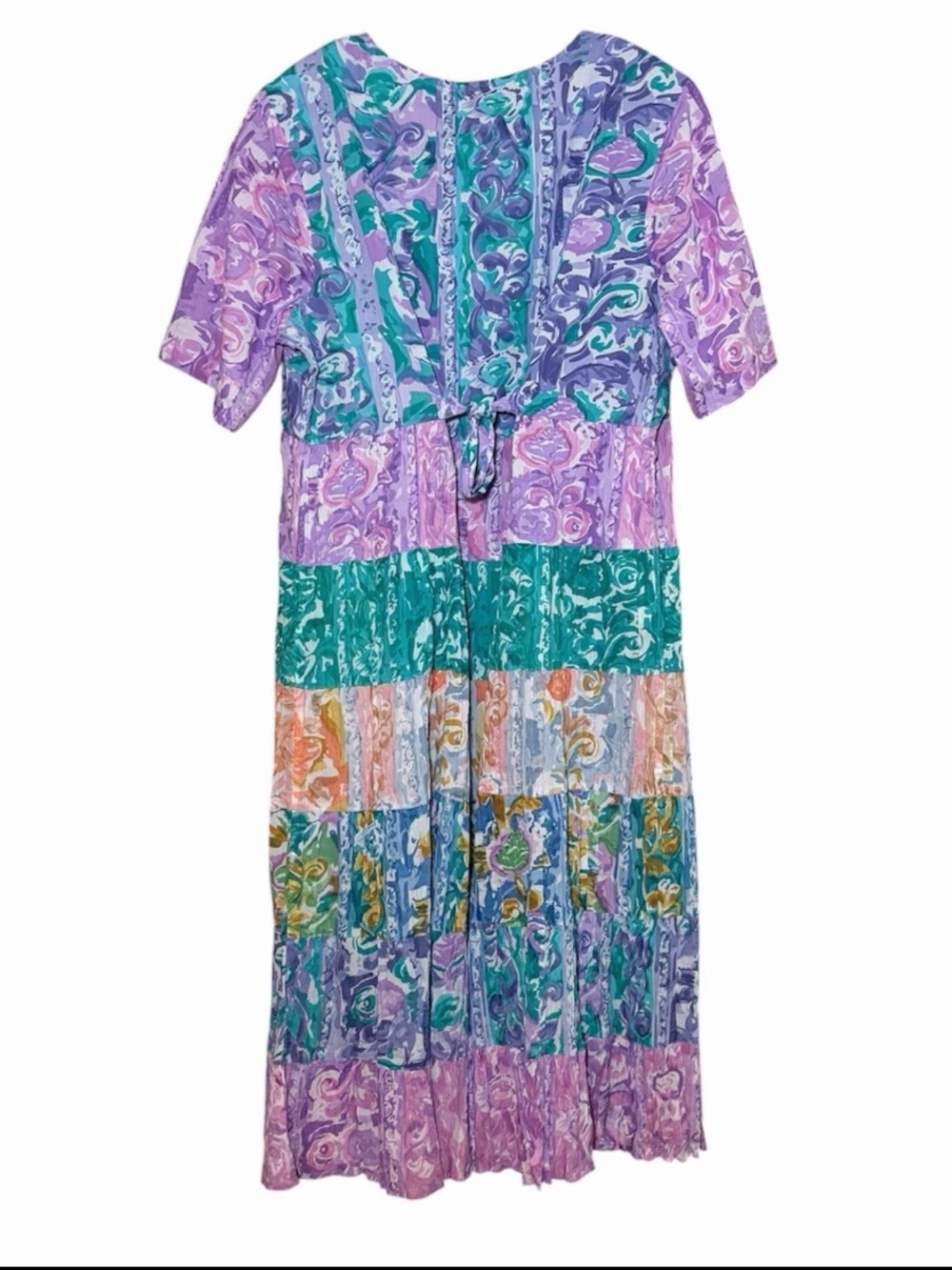 La Cera Floral Tiered Dress Womens 1X Multicolor Boho Cottagecore NWT Midi - Picture 5 of 7